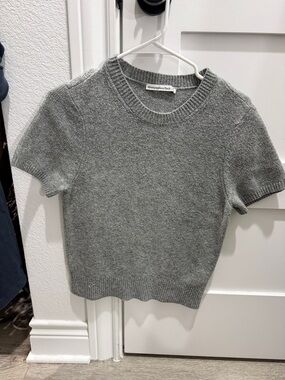 Abercrombie & Fitch Heather Gray Short Sleeve Knit Top